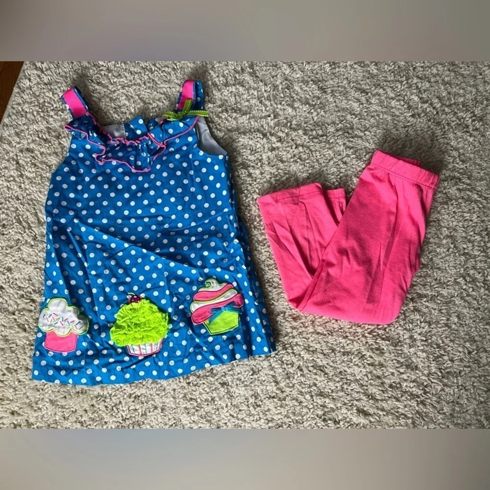 Girls size 4T Rare Editions Cupcake Matching Set GUC